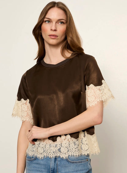 One of a Kind Satin Lace Top
