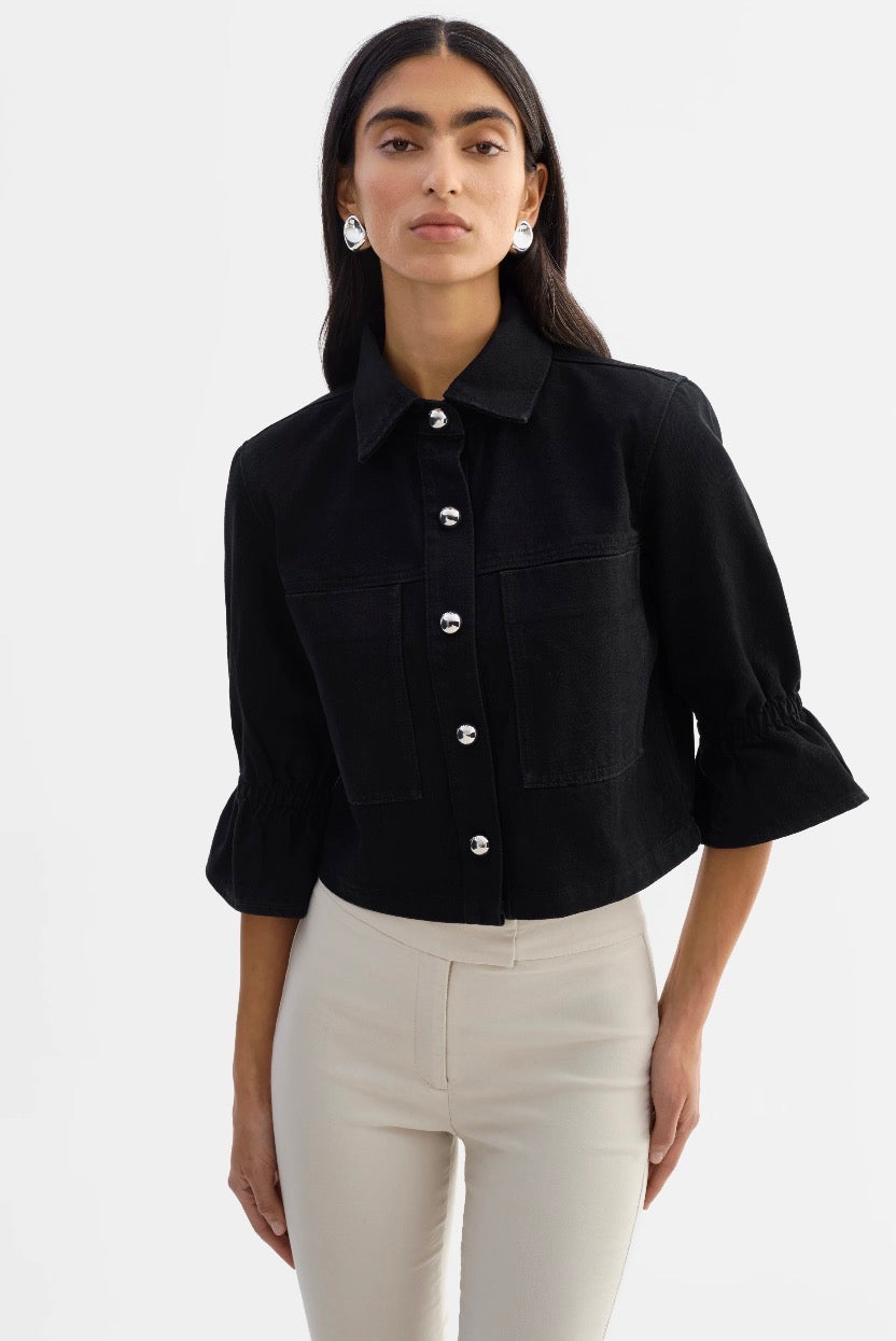 Carolina Denim Ruffle Sleeve Jacket