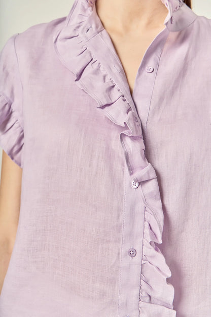 Linen Ruffle Shirt