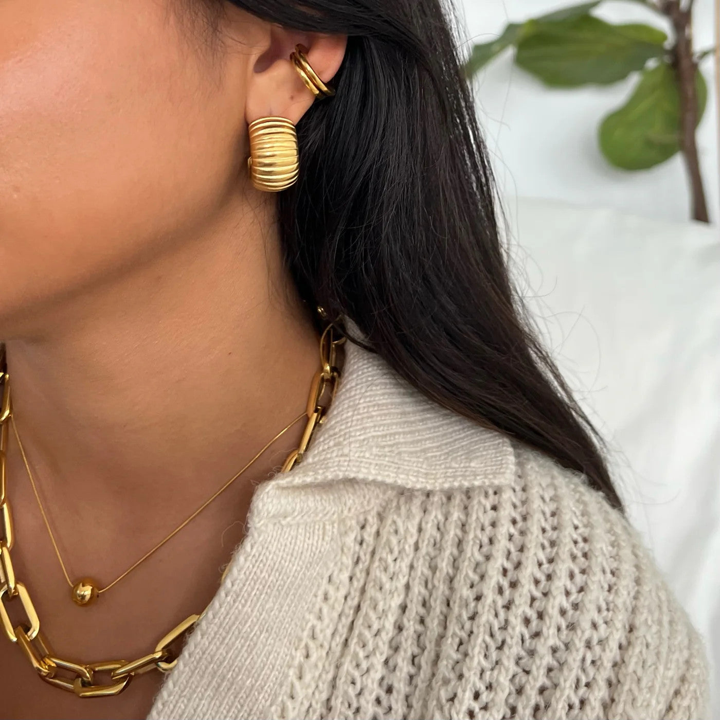 Peyton Chunky Hoops - Gold