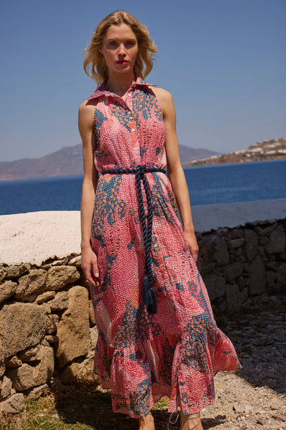 Nautilus Sleeveless Shirt Dress Maxi