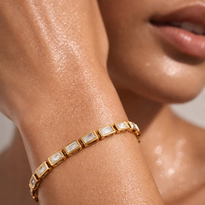 Monroe Baguette Bezel Tennis Chain Bracelet