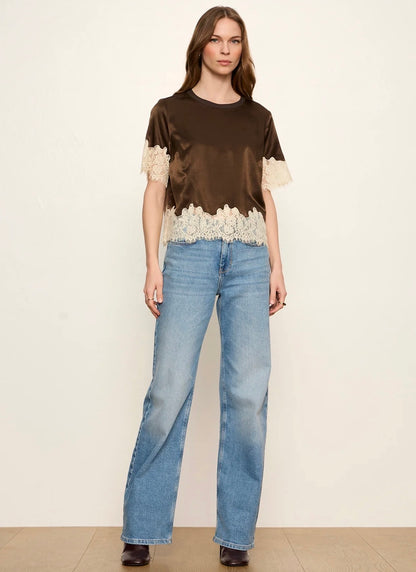 One of a Kind Satin Lace Top