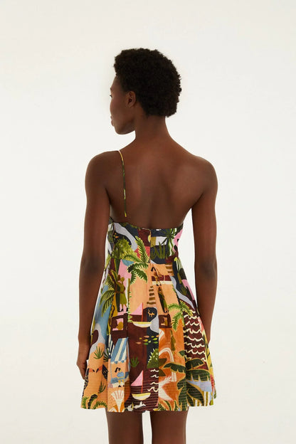 Tropical Painting Multi Mini Dress