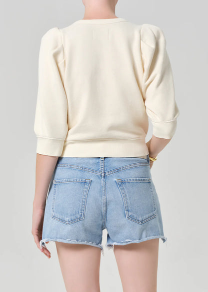 Pleated Short Sleeve Crew
