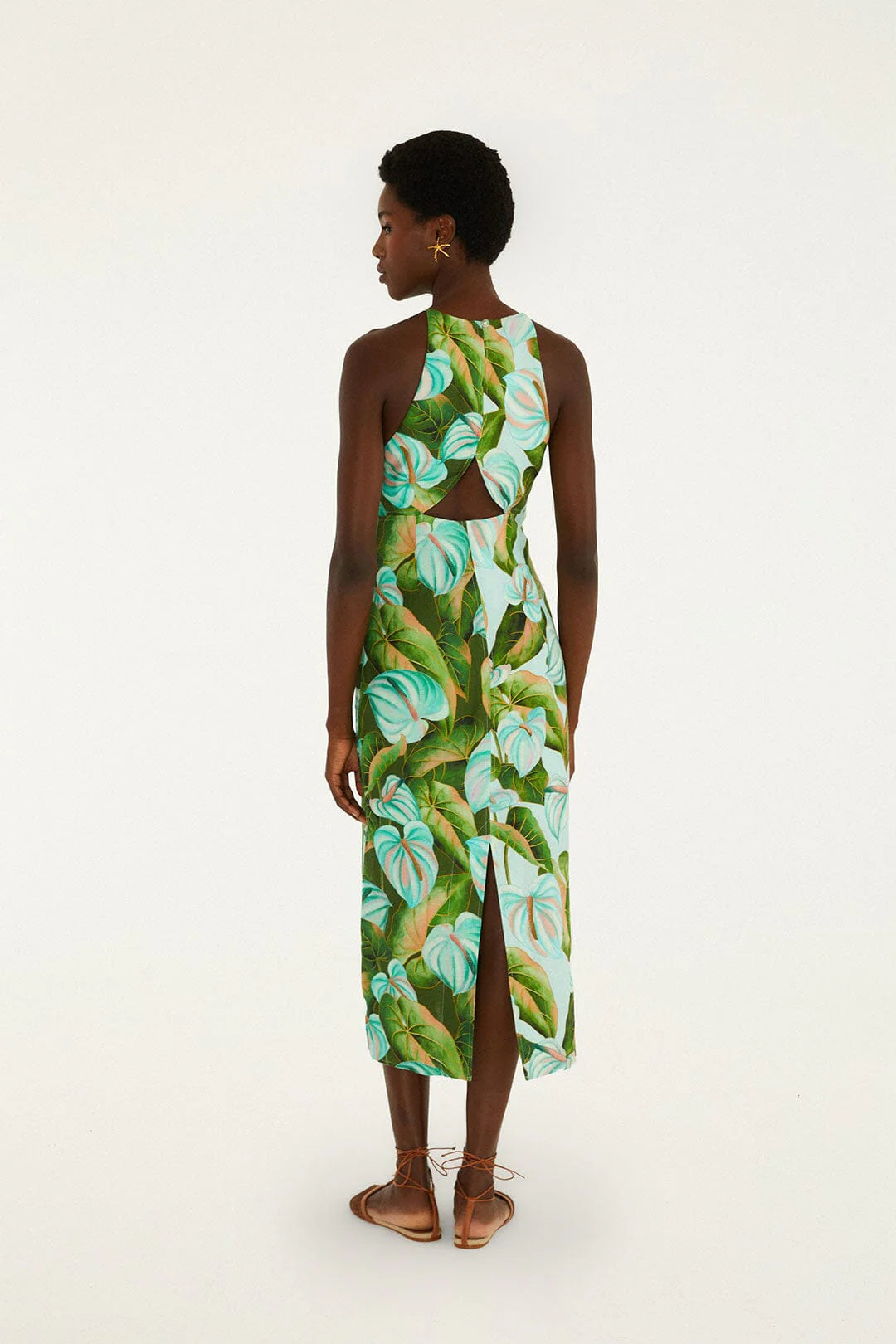 Anthurium Leaves Mix Midi Dress