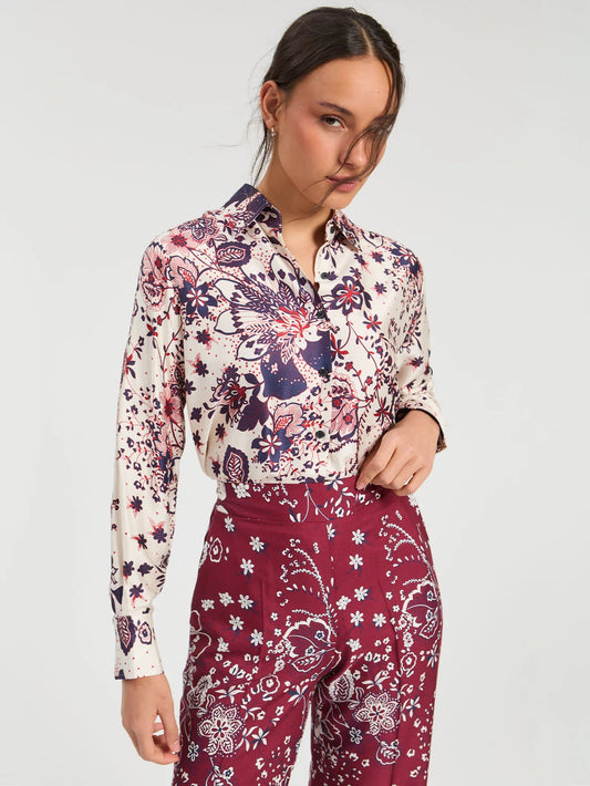 Burgundy Star Flower Trouser
