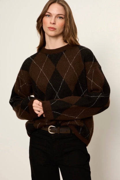 Argyle Crew Pullover