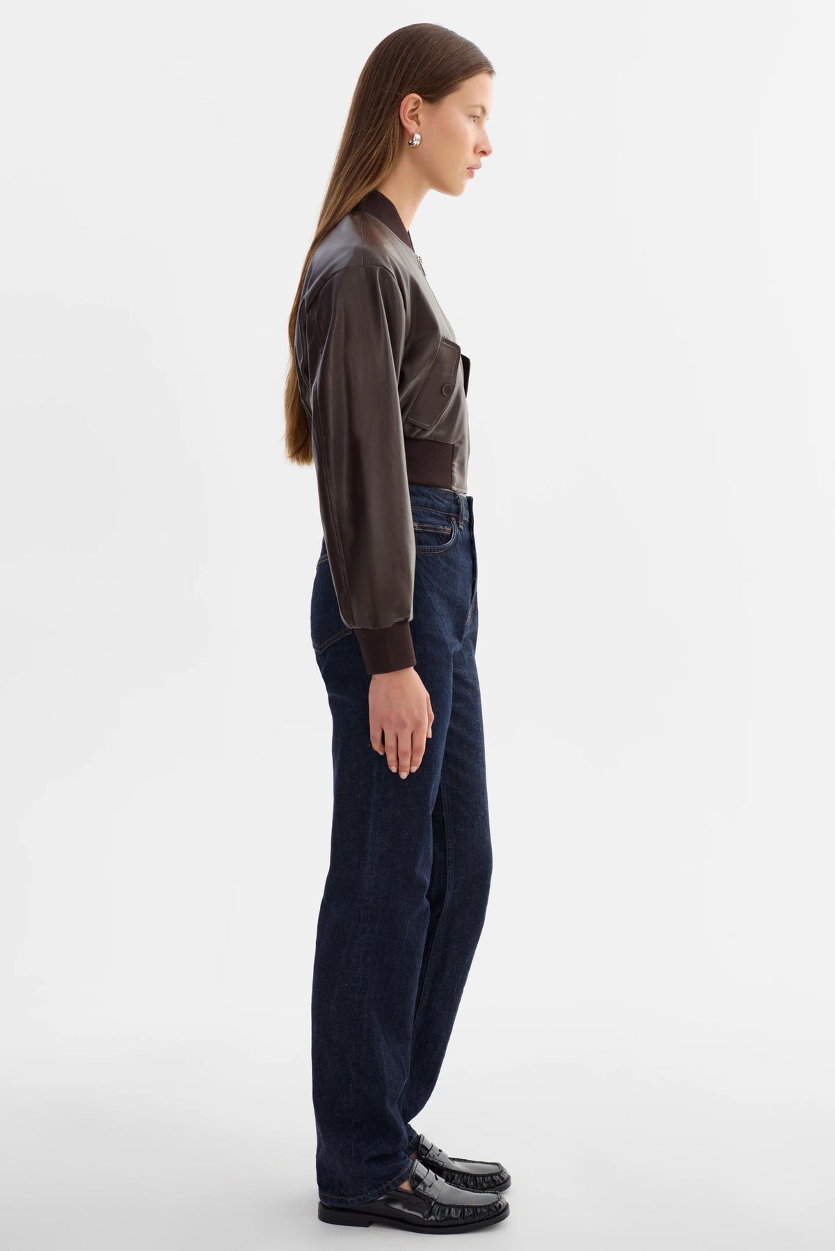 Evelin Cropped Faux Leather Bomber Jacket