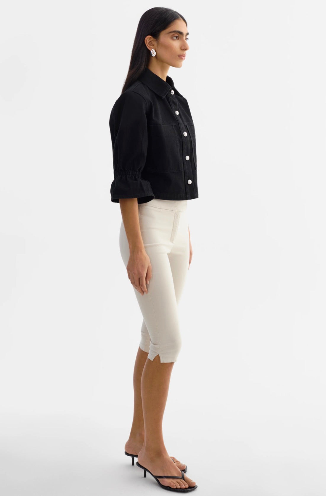 Carolina Denim Ruffle Sleeve Jacket