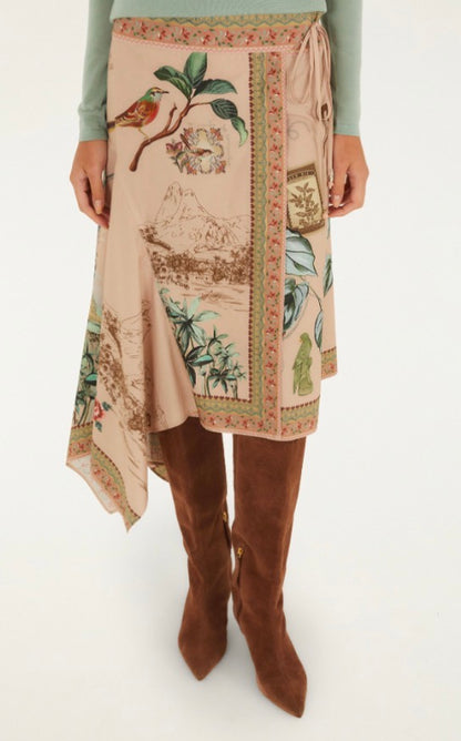 Bird Poetry Soft Pink Midi Skirt