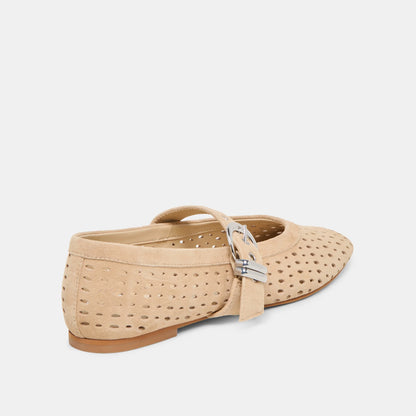 Mikel Perforated Suede Flat