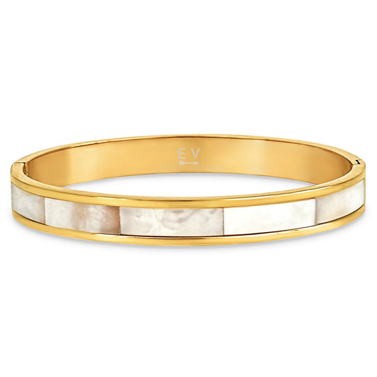 Estelle Mother of Pearl Bangle Bracelet - Gold
