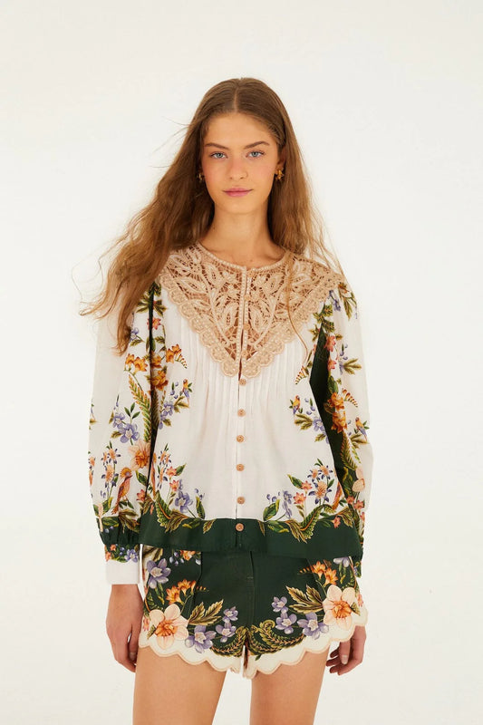 Sand Nature Lace Long Sleeve Blouse
