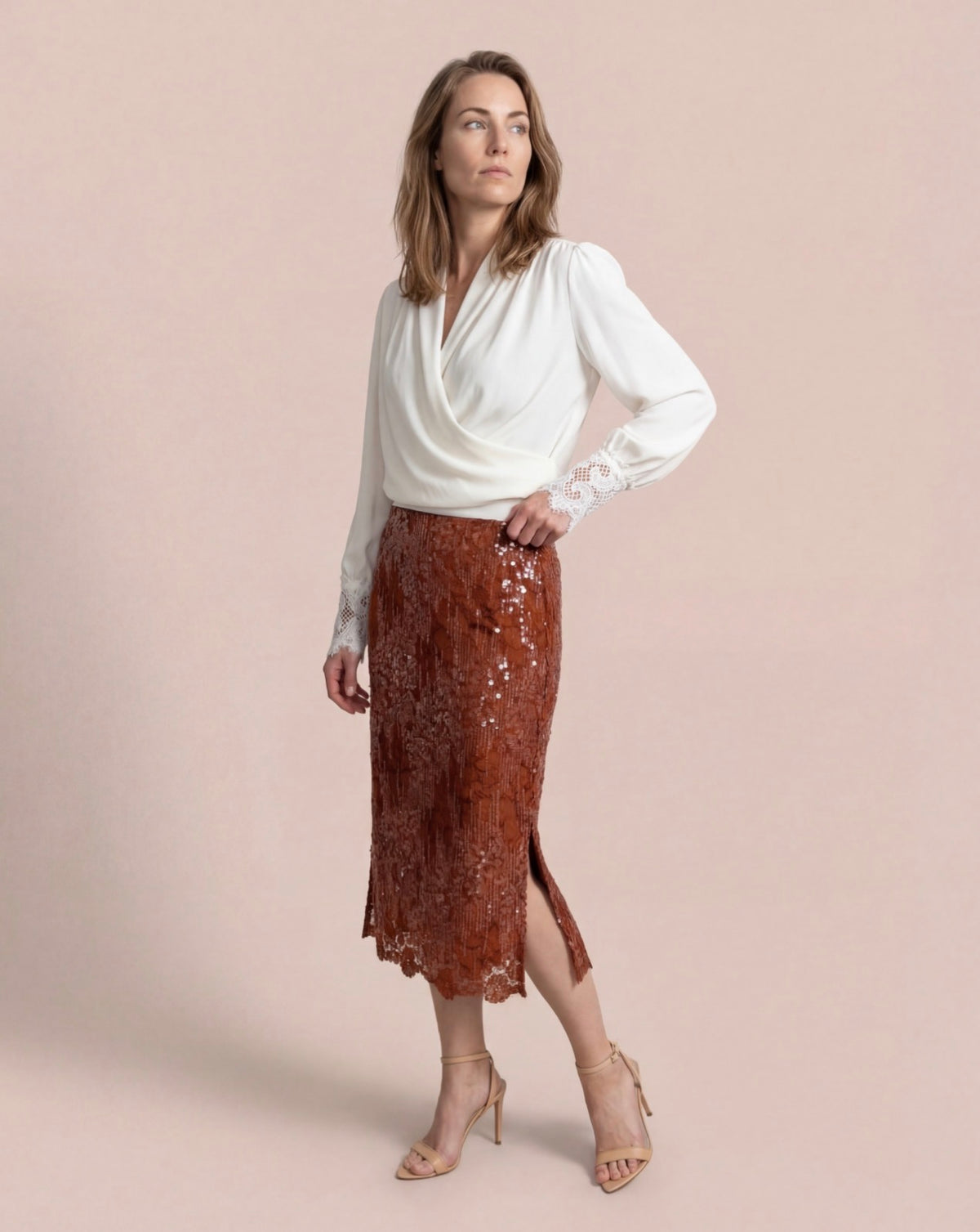 Mulberry Lace Midi Skirt