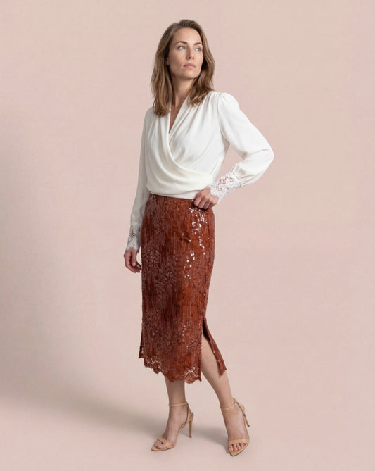 Mulberry Lace Midi Skirt