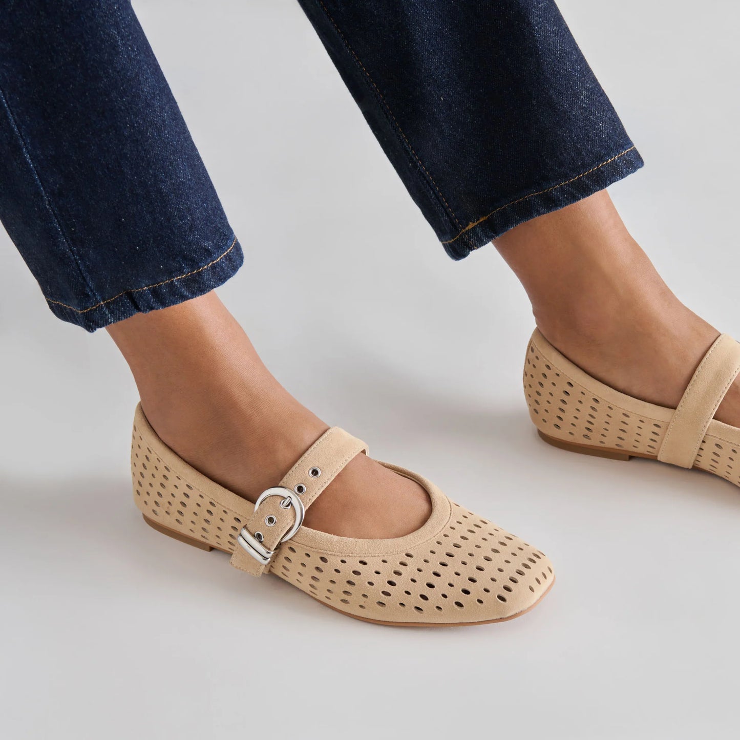 Mikel Perforated Suede Flat