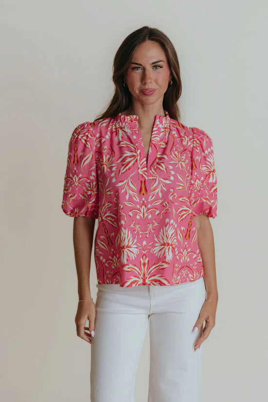 Pink Palms Alix Blouse