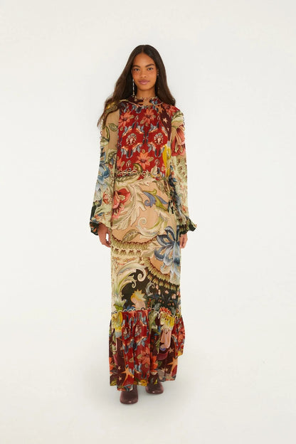Lunar Boho Multicolor Long Sleeve Maxi Dress