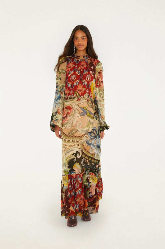 Lunar Boho Multicolor Long Sleeve Maxi Dress