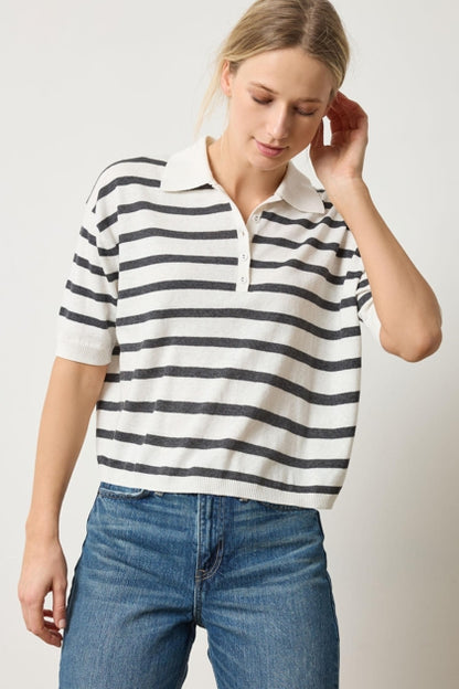 Drop shoulder polo neck sweater