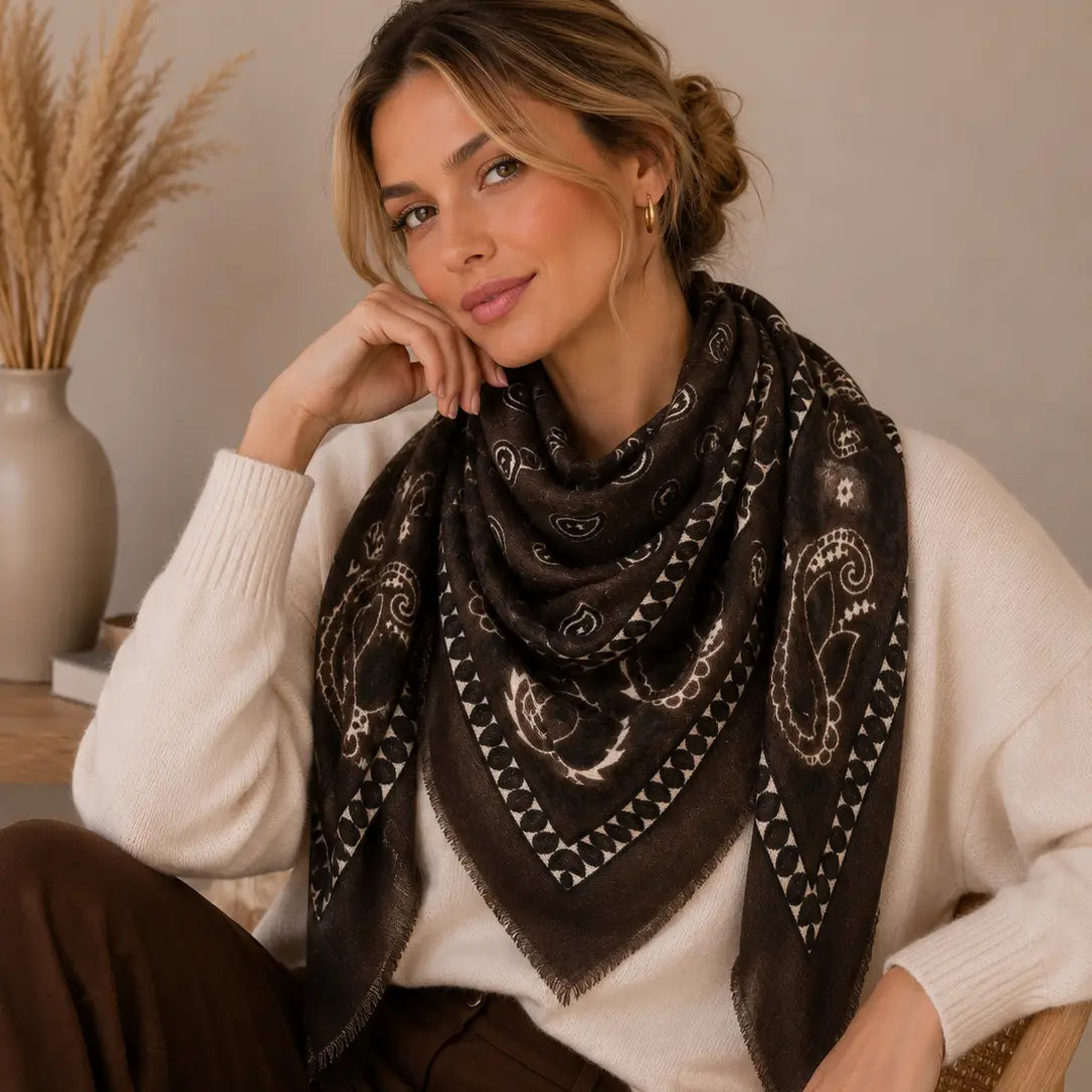 Large Wool Paisley Square