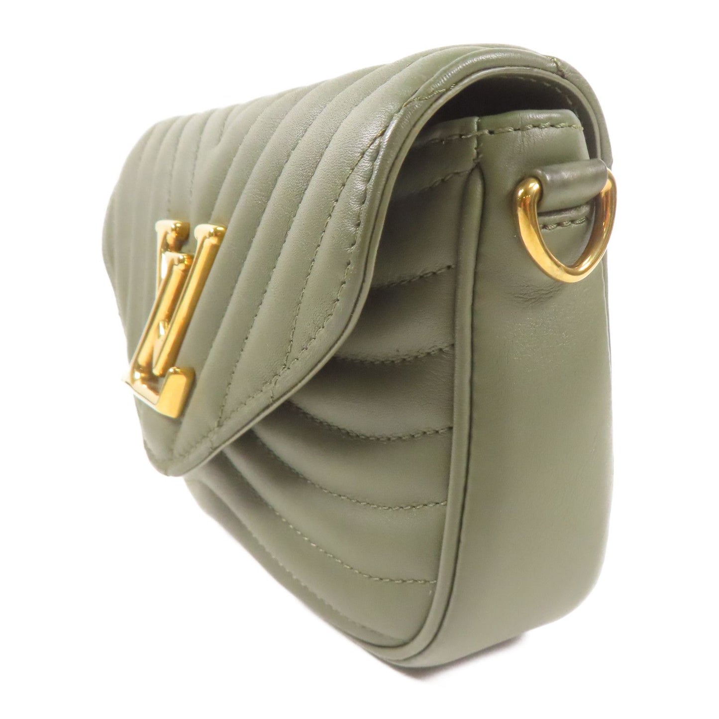 LV Cowhide Leather New Wave Multi Pochette Shoulder Green Khaki Two-Way