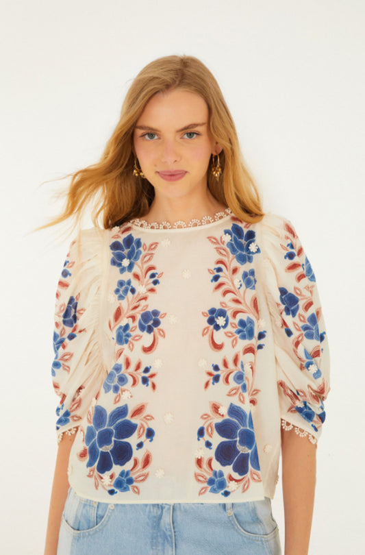 Renata Floral Sand Blouse