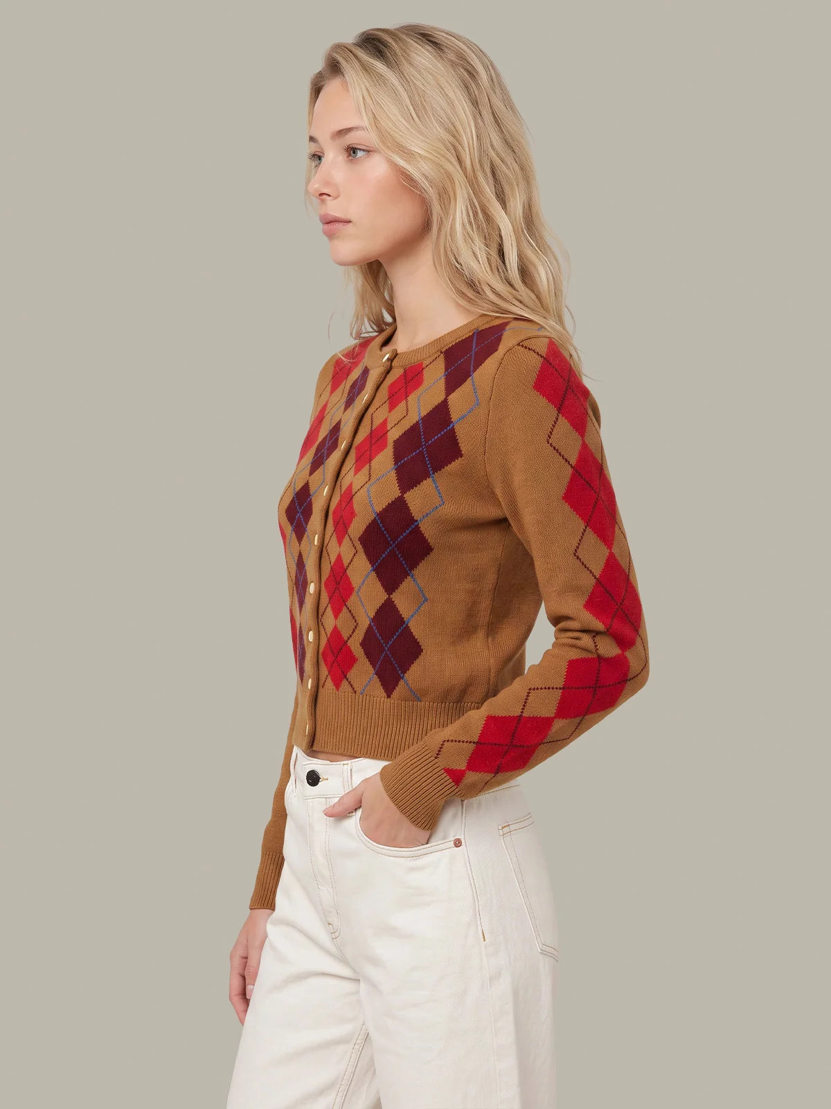 Serena Intarsia Argyle Cardigan