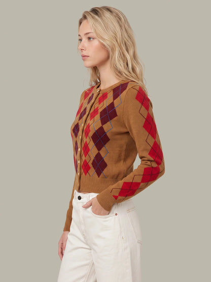 Serena Intarsia Argyle Cardigan