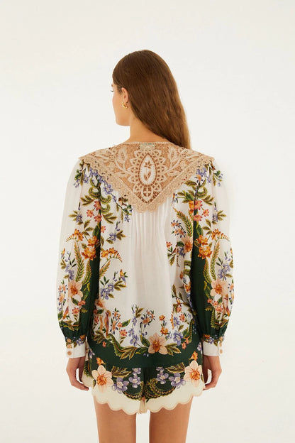Sand Nature Lace Long Sleeve Blouse