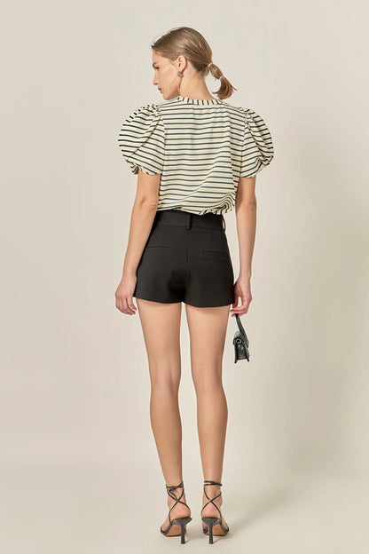 Puff Sleeve Knit Cotton Top