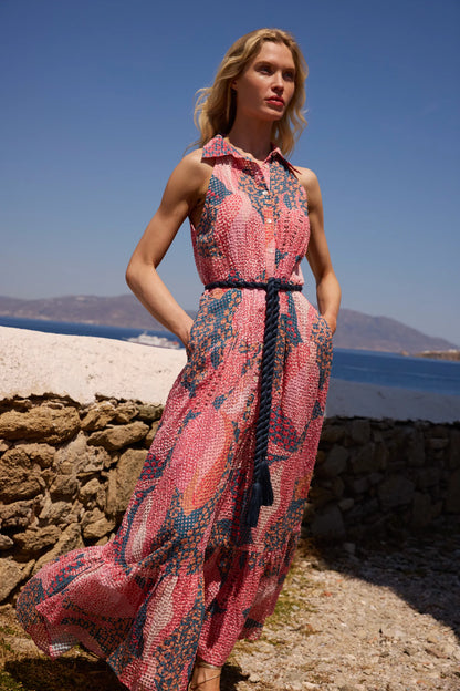 Nautilus Sleeveless Shirt Dress Maxi