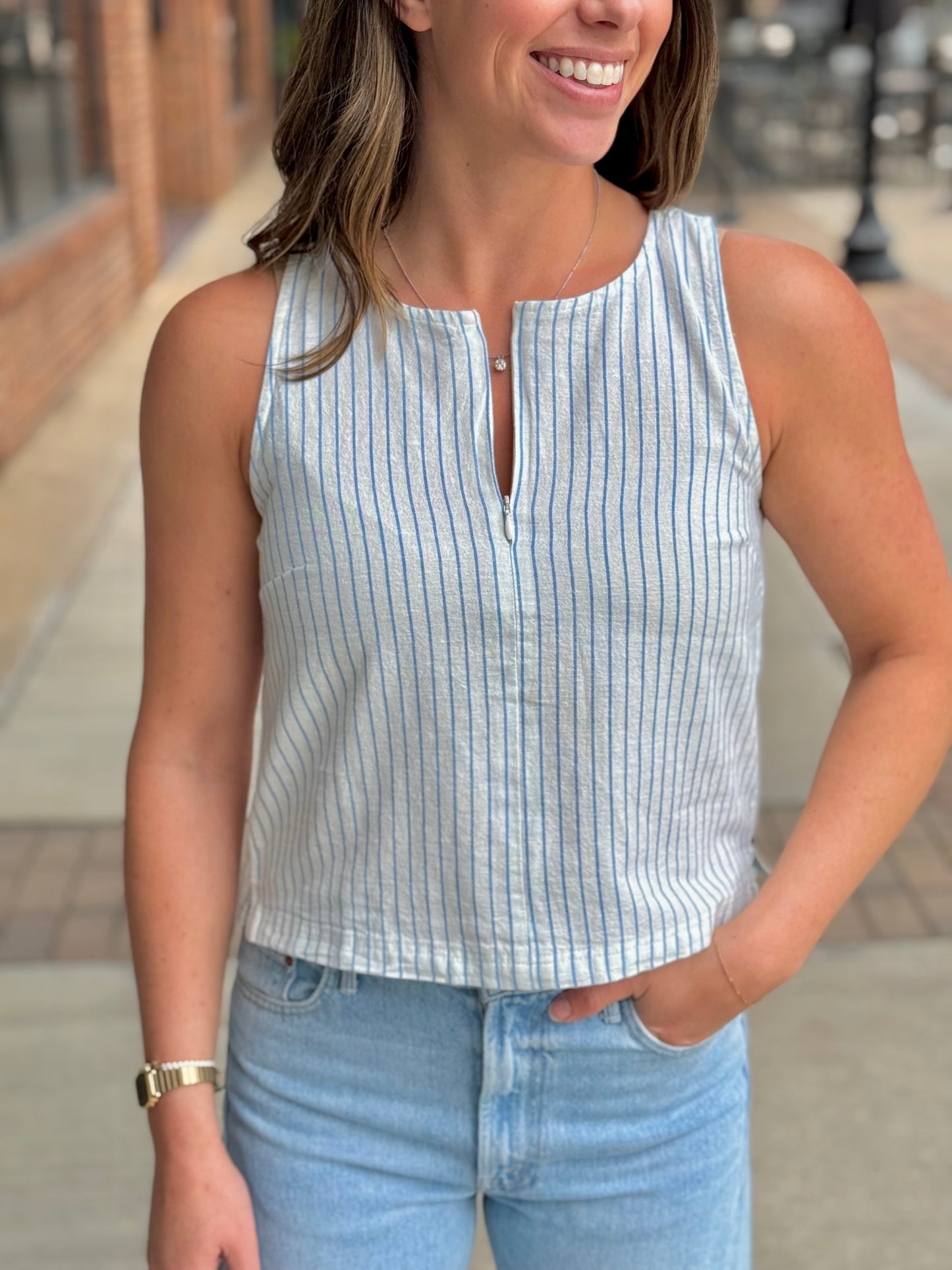 Sleeveless Zip Top