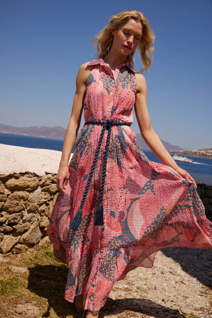 Nautilus Sleeveless Shirt Dress Maxi