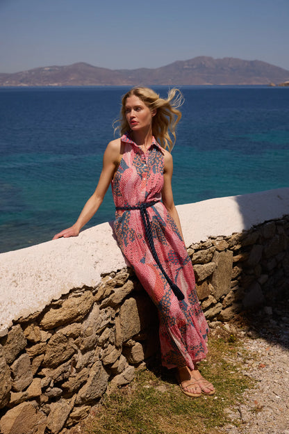 Nautilus Sleeveless Shirt Dress Maxi