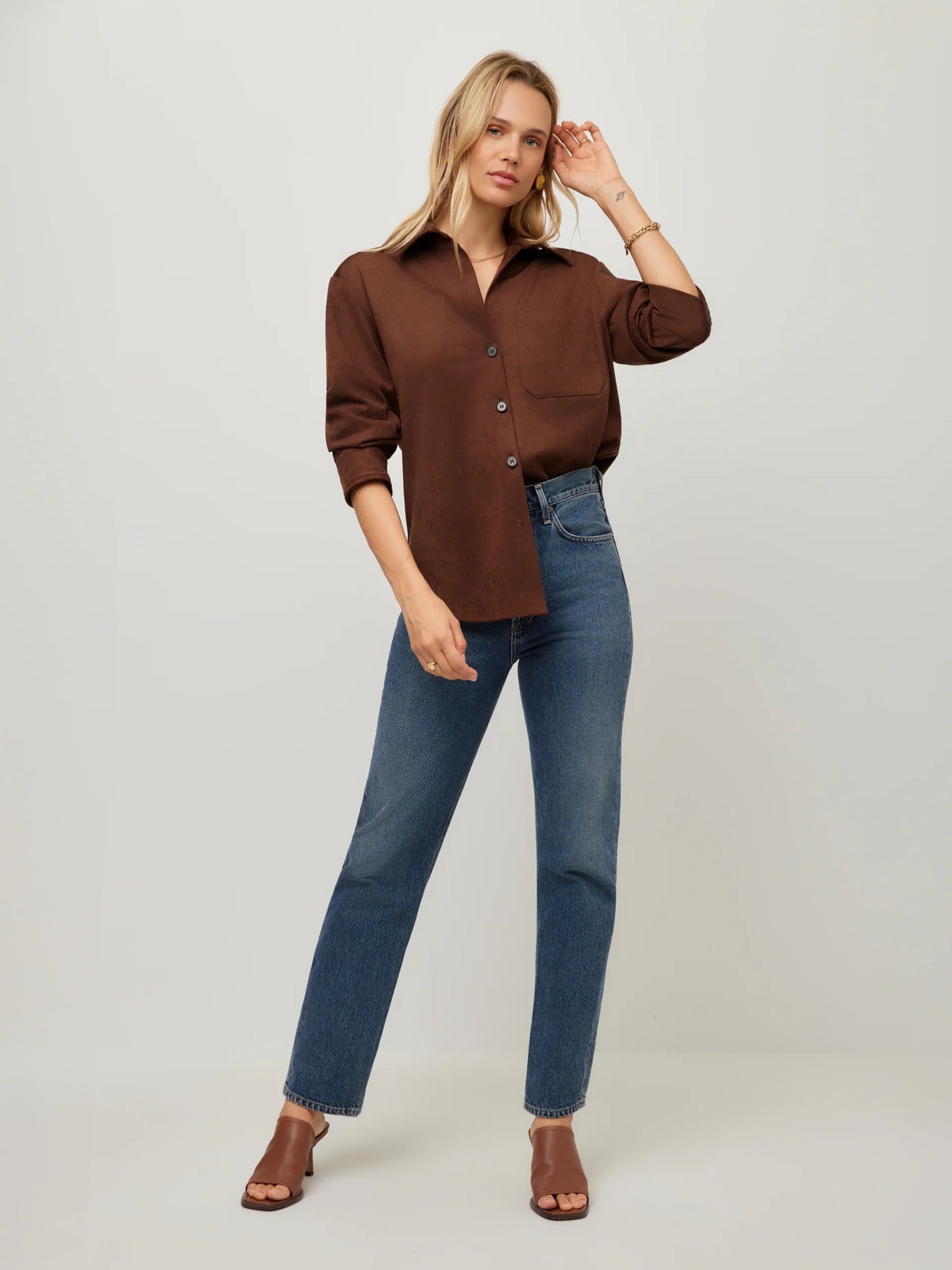 Wood Leighton Ruched Sleeve Shirt