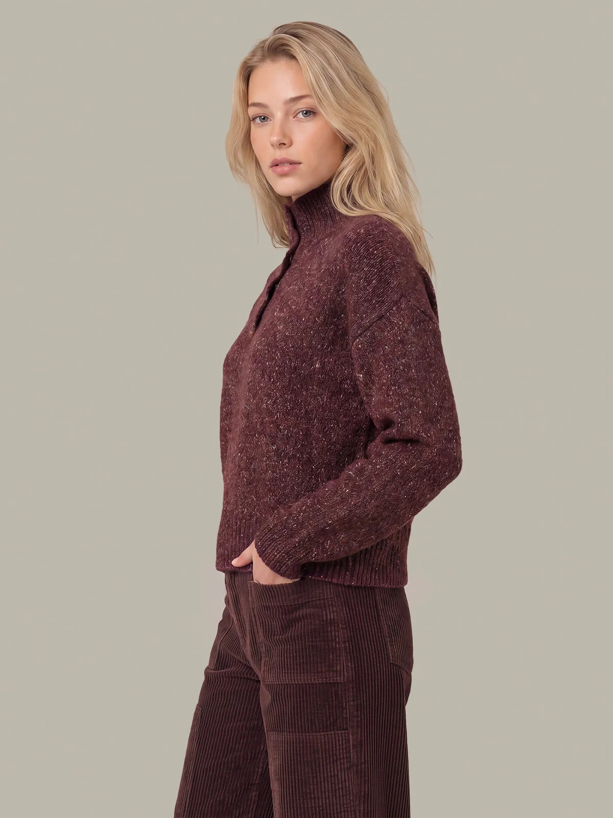 Boxy Snap Front Henley
