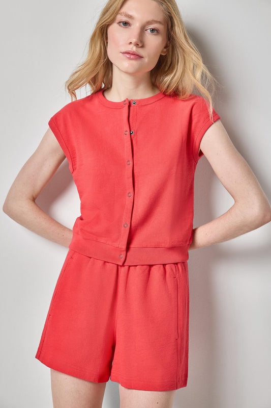 Textured Terry Front Seam Short