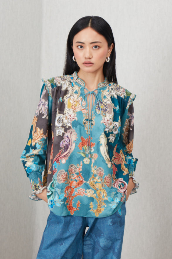 Venari Neck Tie Blouse