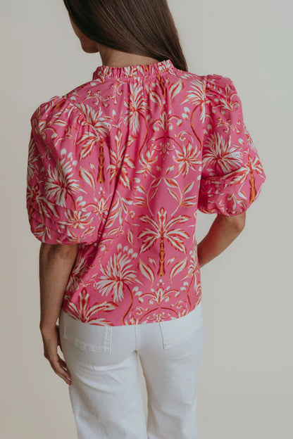 Pink Palms Alix Blouse