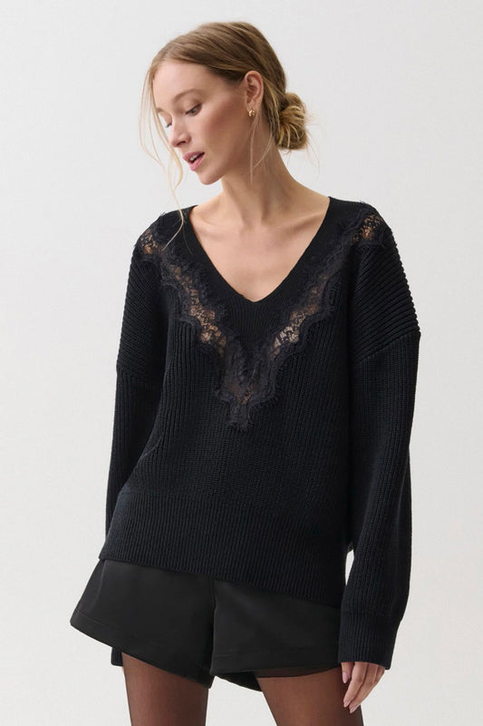 Chiara V-Neck Lace Sweater