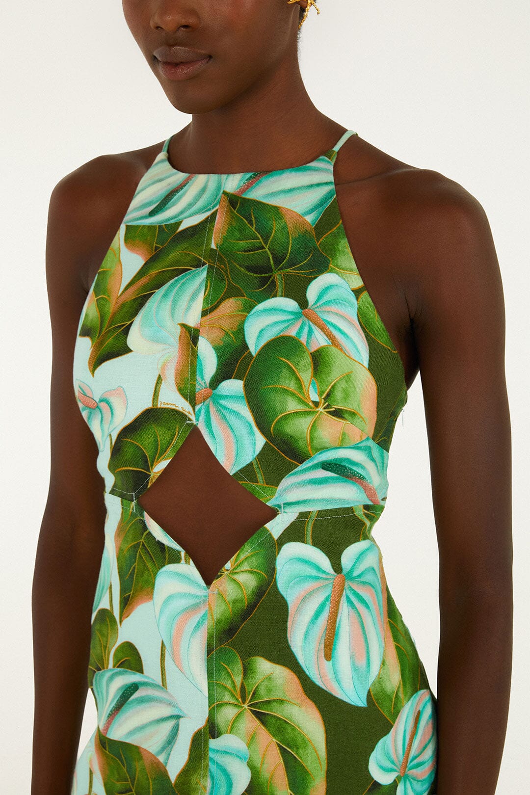 Anthurium Leaves Mix Midi Dress