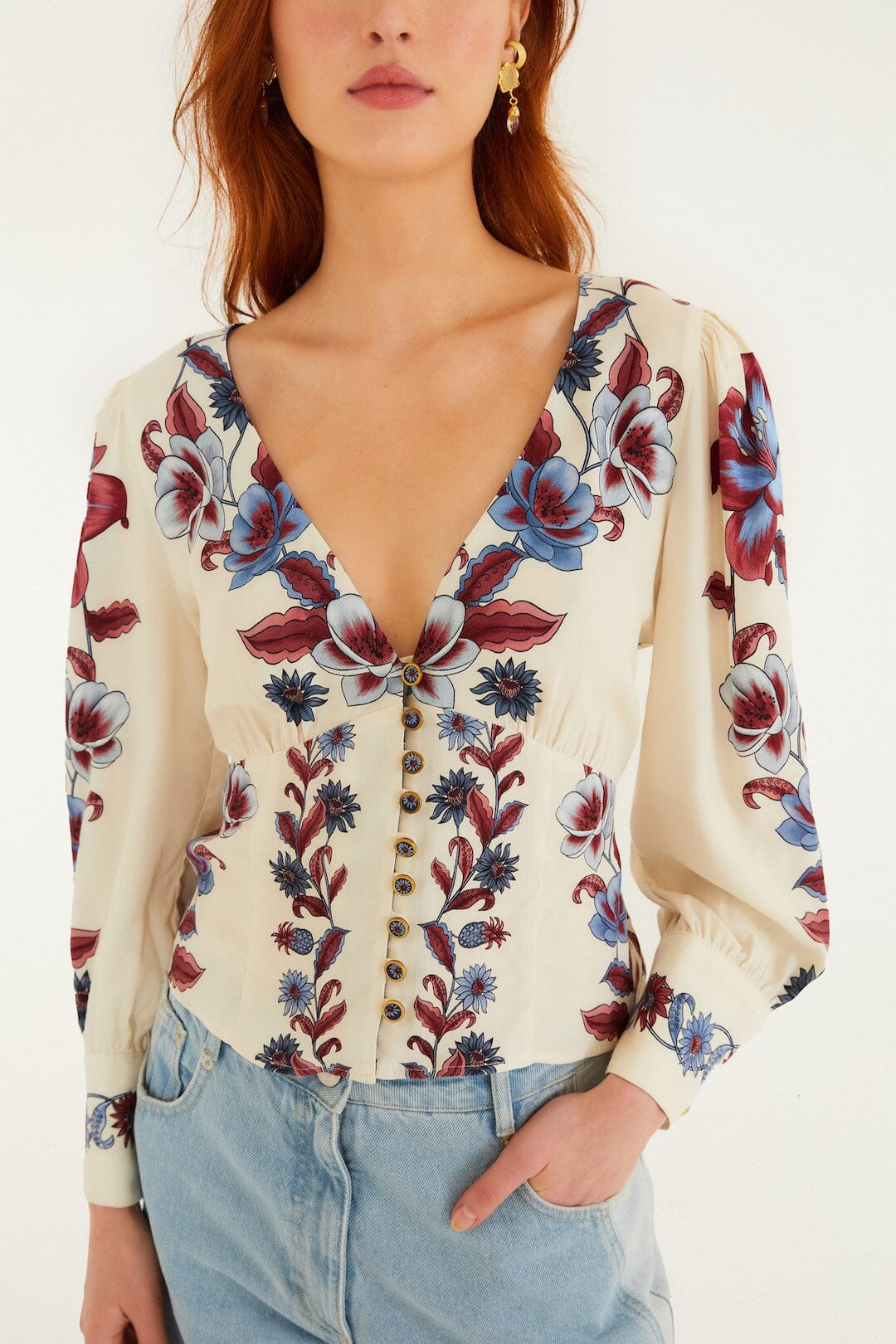 Off-White Malu Winter Buttoned Long Sleeve Blouse