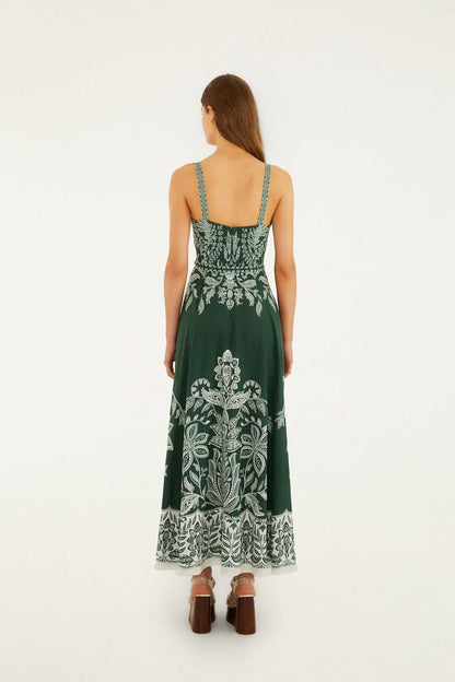 Dark Green Miranda Buckles Maxi Dress