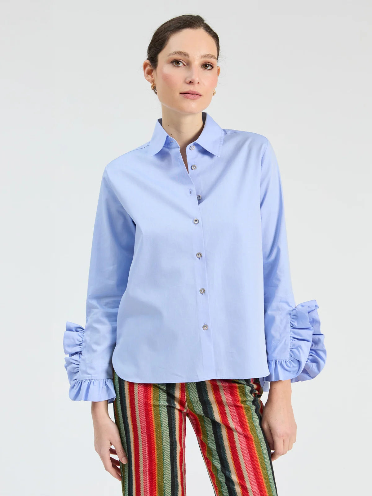 Blue Side Ruffles Shirt