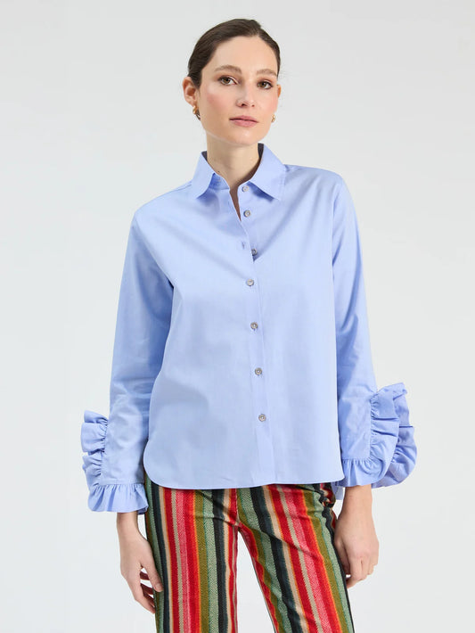 Blue Side Ruffles Shirt