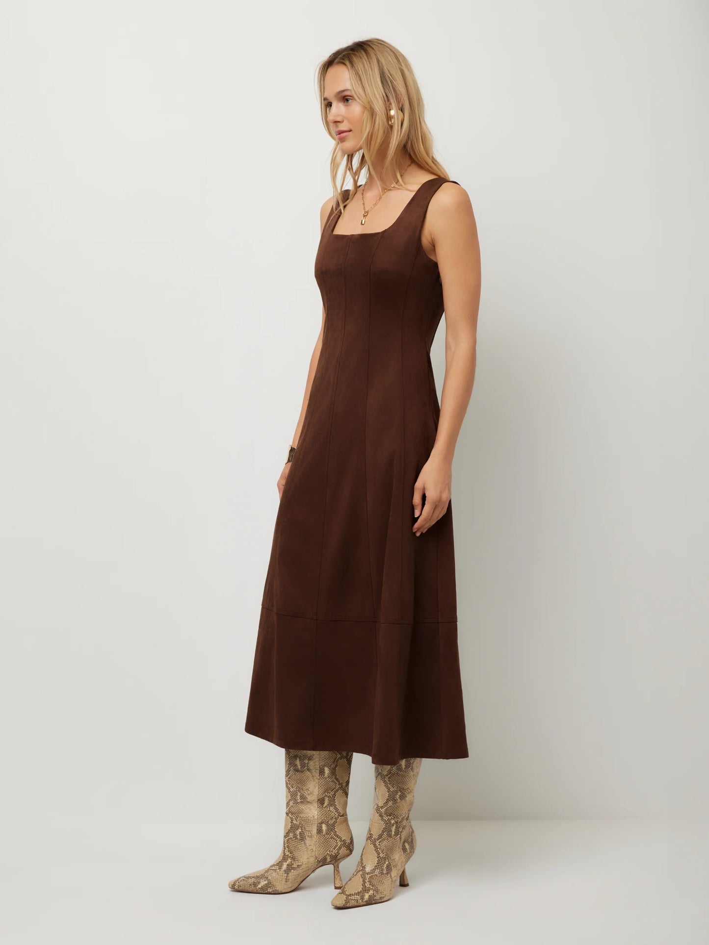 Madalyn Faux Suede Midi Dress