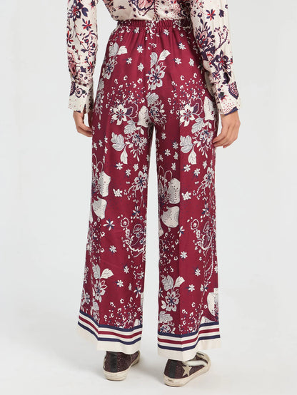 Burgundy Star Flower Trouser