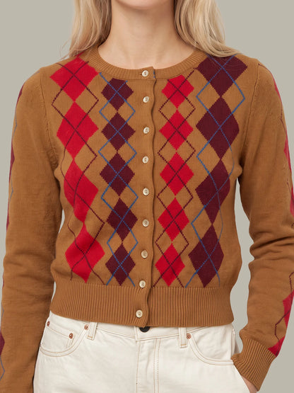 Serena Intarsia Argyle Cardigan
